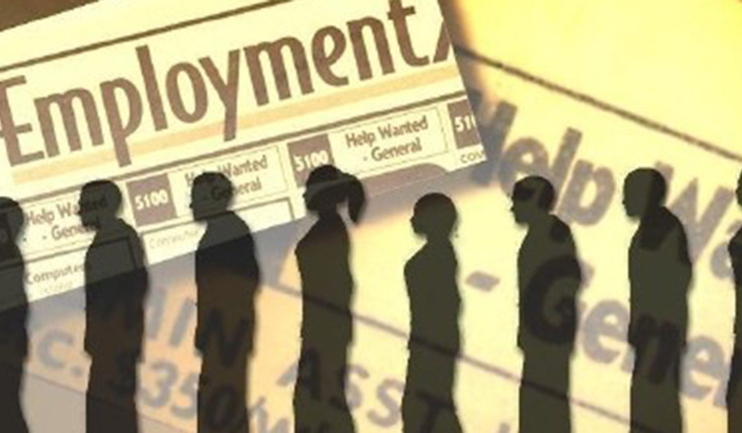 newspaper print background with silhouette of people lined up